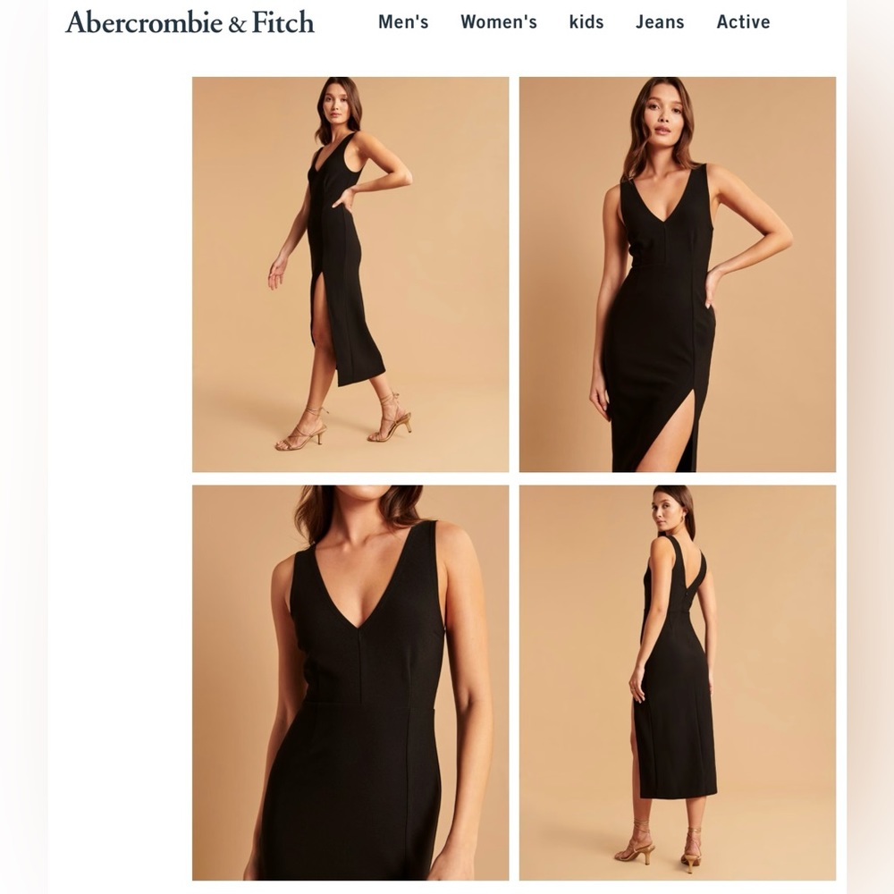 Abercrombie & Fitch Plunge V-neck Midi Dress